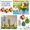 24-Piece Hawaiian Flower Table Centerpieces - Artificial Tropical Palm Leaves & Silk Hibiscus Flowers - Vibrant Luau Party Decorations for Safari, Jungle, Beach BBQ, and Summer Birthday Table Decor